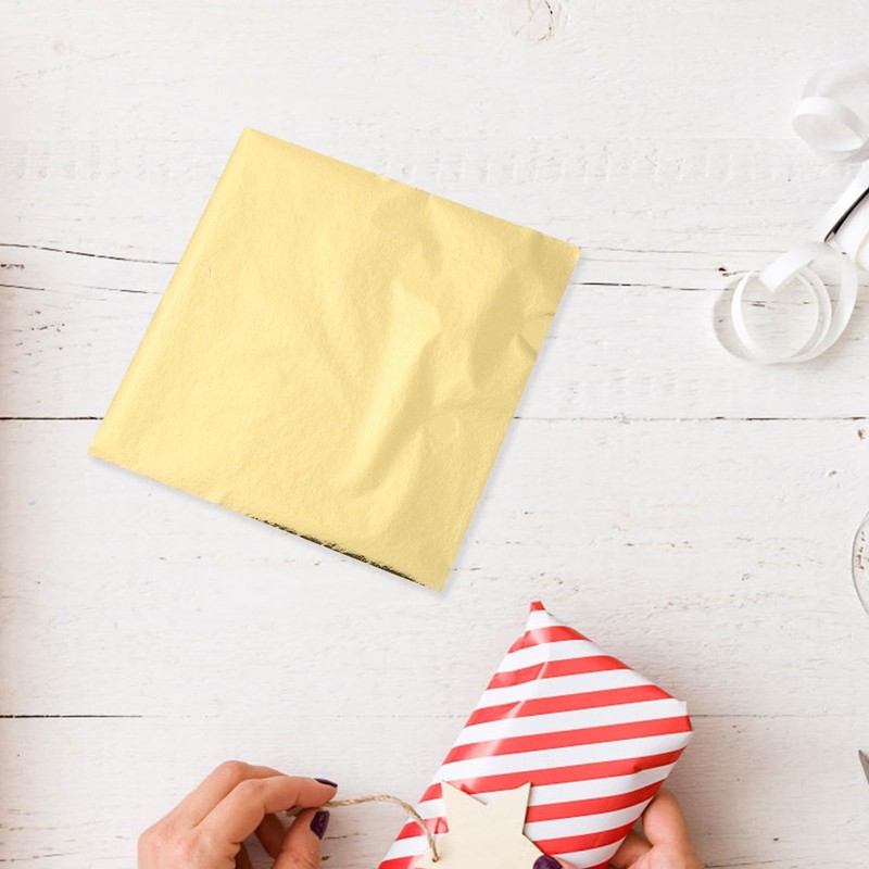 VILLFUL 200sheets Decorative Gold Foil Sheets for Crafts Imitation Gold