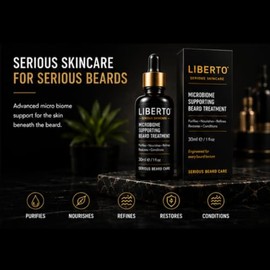 LIBERTO Microbiome Supporting Beard Treatment for Men | Premium Beard Oil with Probiotic Ferment, Argan Oil & Jojoba Oil | Helps Nourish, Condition & Soften Beard Hair | 30ml
