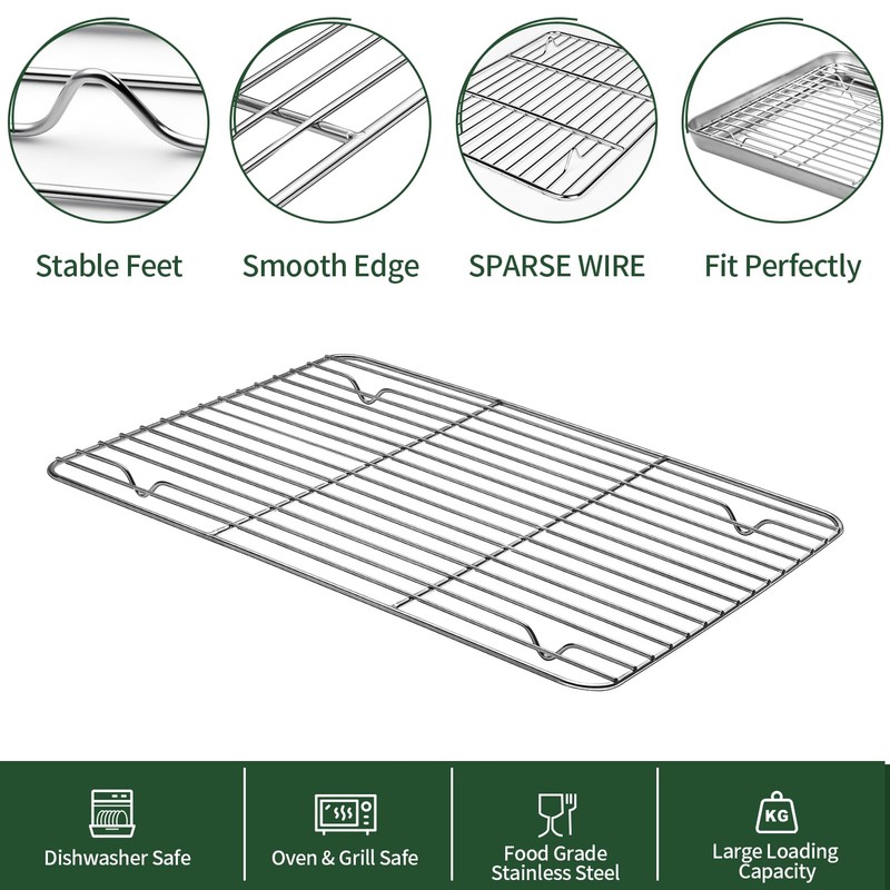 Baking Sheet with Cooling Rack Set(2 Baking Pans+2 Baking Racks),
