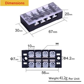MEETOOT 4PCS 4 Positions Dual Row 600V 25A Screw Terminal Strip Blocks with Cover + 4PCS 4 Positions 15A Terminal Barrier Strips