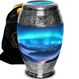 Aurora Borealis Cremation Urn for Ashes Adult Male - Personalized Cremation Urn for Ashes for Women Decorative Urns Beautifully Handcrafted