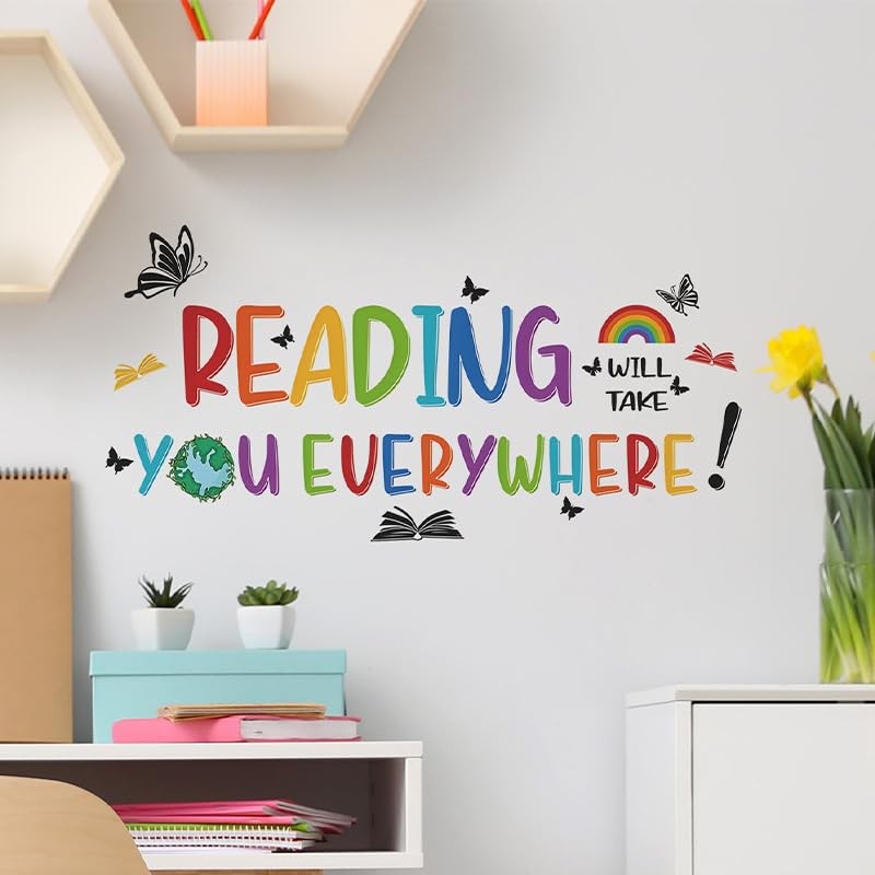 iMagitek Reading Corner Wall Stickers, Reading Will Take You Everywhere