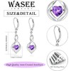 WASEE Amethyst Earrings 925 Sterling Silver Heart February Birthstone Dangle