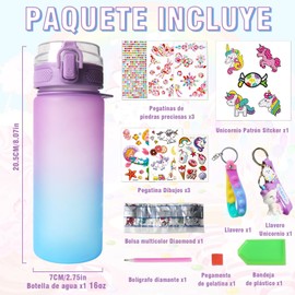 Diamond Painting Kit de Agua,Kit de Manualidades para Niña,Pintura de Diamantes de Agua,Diamond Painting para Niños de Botella Agua,kit Manualidades para Niñas,con Botella Agua DIY y Pegatinas de Diamantes,para Regalo Niña 6 8 9 Años Manualidades