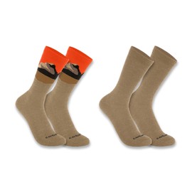 Carhartt Men's SC9592M Midweight Synthetic-Wool Blend Mountain Crew Sock 2-Pack Large Khaki