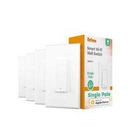 Refoss Smart Light Switch 4 Pack, Single Pole Switch, Neutral Wire Required, Work with Apple HomeKit, Alexa, and Google Home,120V AC, 2.4GHz Wi-Fi, Voice & App Remote Control, No Hub Required, White