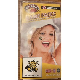WICHITA STATE UNIVERSITY WSU SHOCKERS GAME DAY FACE TATTOOS PACK OF 4, NEW