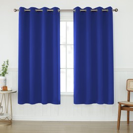 KEQIAOSUOCAI 63 Inch Length Royal Blue Blackout Curtains for Bedroom - Room Darkening Thermal Insulated Solid Grommet Window Drapes for Boys Room, 52 x 63 Inch, 2 Panels