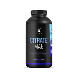 Citrato de Magnesio Puro | 2400 mg por porción de 500 caps | Alta absorción. Ingredientes Naturales. Citrate Mag B life.