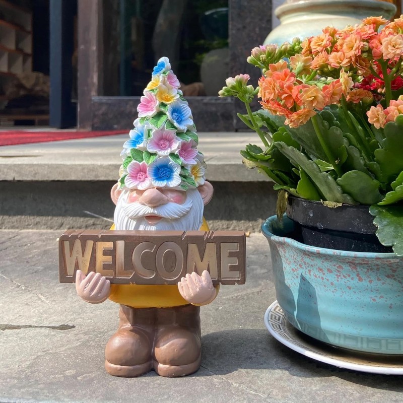 FESTGLOX Solar Garden Gnome Statue with Light, Solar Gnomes Decorations