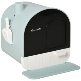 Cat Litter Box with Lid, Covered Litter Box for Indoor Cats with Tray, Scoop, Filter, 17" X 17" X 18.5", GreenColor: Green
