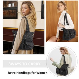 Angelkiss Purses Handbags for Women Vegan Leather Tote Bag Satchel Bags for Women Multi Pockets Shoulder Handbag