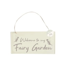 Metal Garden Hanging Wall Plaque - Fairy Design with Wording - Welcome to my Fairy Garden 6297