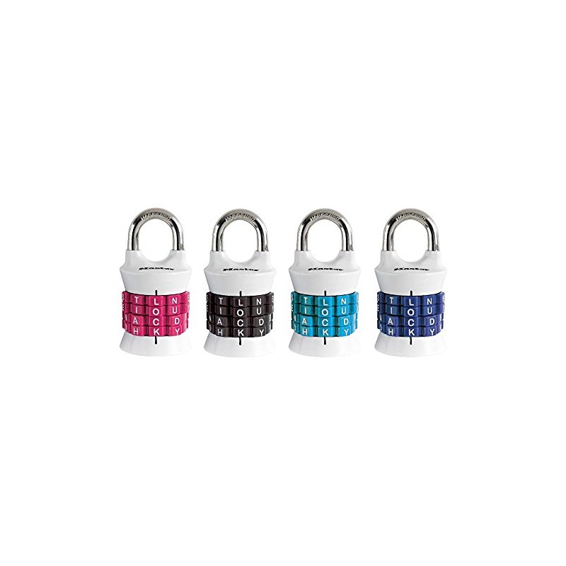 Master Lock 1535DWD Vertical Resettable Word Combination Padlock, 4-Pack, Color