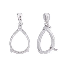 UNICRAFTALE 2 Pcs 925 Sterling Silver Claw Setting Pendant Blank Charms Platinum Teardrop Basket Setting Pendant Prongs Mounting Bezel Cups Tray 14x10mm Charms for Necklace Jewelry Making