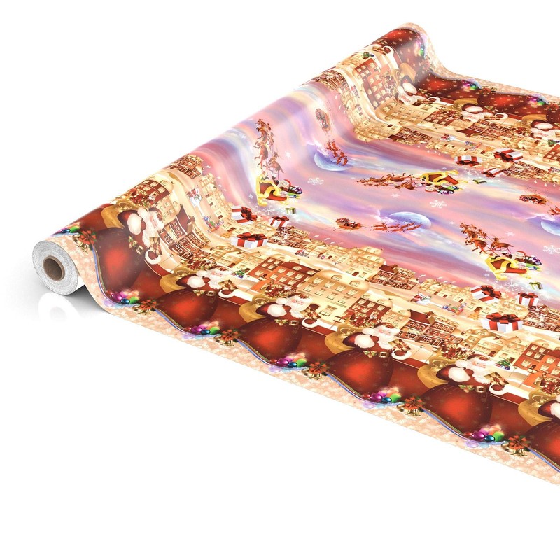 ANRO Oilcloth Tablecloth Oilcloth Tablecloth Christmas Red Christmas Round 120