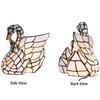 Bieye L10773 White Swans Tiffany Style Stained Glass Accent Table