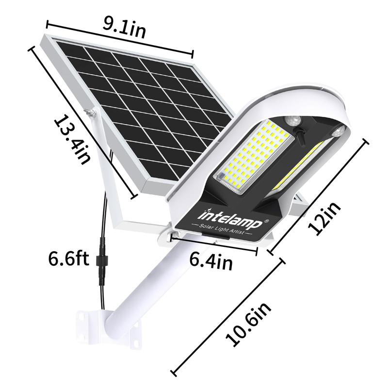 intelamp Solar Street Lights Outdoor Waterproof 3000LM 12500mAh Security Flood