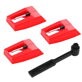 4 Pack Record Player Needles with Stylus Cleaning Brush Compatible With Crosley Victrola ION Jenson Boytone York-Yorx, Vinyl Record Player Turntable Record Needles Cleaner Brush for Phonograph (Red)
