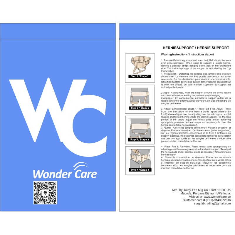 Wonder Care Hernia Support Brace for Single/Double Inguinal or Sports