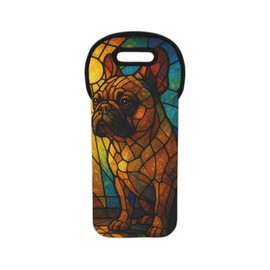 Queen of Wrap Stained Glass French Bulldog Wine Tote Bag, Dog Lovers Gift, Wine Carrier, Pet Owner, Perfect for Celebrations