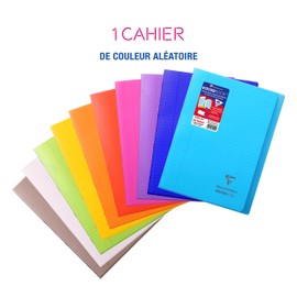 Clairefontaine 971501C Exercise Book / Exercise Book DIN A4 21 x 29.7 cm, 48 Sheets 90 g, Lined with Margin, Transparent Polypropylene Cover, 2 Transparent Pockets + 1 Label, Stapled, Assorted
