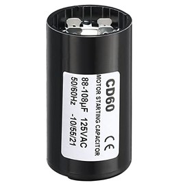 PATIKIL Motor Arranque Condensador CD60, 88-108uF/Mfd 125V 50/60Hz, Redondo, Película de polipropileno metalizado, Condensador