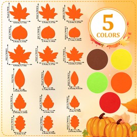 JULBEAR 300 Pieces Fall Foam Stickers, Thanksgiving Maple Leaves Self Adhesive Puffy Scrapbook Stickers for Autumn Party Favors DIY Crafts Decorations