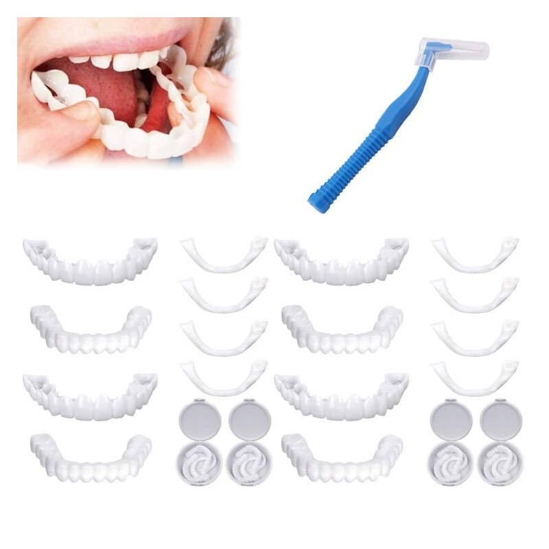 Comioke False Teeth Dentures, 4 Pairs of False Artificial Temporary