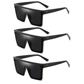 Dollger Square Oversized Sunglasses for Women Men Fashion Flat Top Big Frame Shades Black