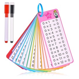 Multiplication Flash Cards 0-12 Times Table Flash Cards Multiplication Chart with 2 Dry Erase Markers Math Flash Cards for 1st to 3rd Grade Multiplication Game