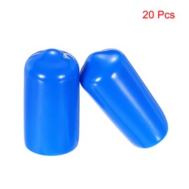 sourcing map 20pcs Rubber End Caps 10mm(3/8") ID Vinyl PVC Round Tube Bolt Cap Cover Screw Thread Protectors,Blue