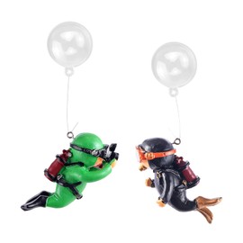 Bekecidi 2 Pcs Fish Tank Decorations Diver Decorative Ornament Floating Pendant for Creative Fish Tank Accessories, Aquarium Decorations, Marine Landscaping(Green+Black)