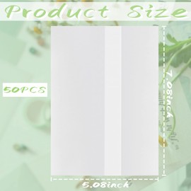 Benvo 50 Pack Pre-Folded Vellum Jackets for 5x7 Invitations Tracing Paper for Invitation Translucent Vellum Paper Wedding Invitations Wrap Liners for DIY Photos Postcards Scrapbook Envelopes(93gsm)