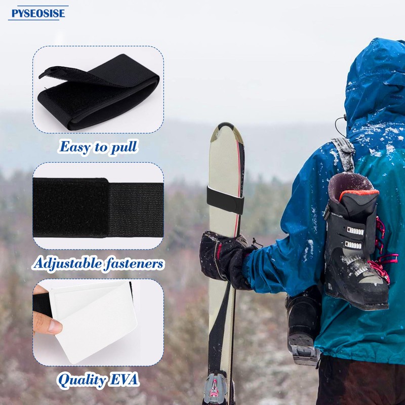 12 Pcs Ski Straps Fastener, Ski Wraps Ties with Protector
