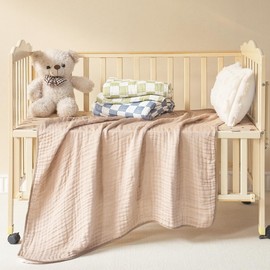 Ultra Soft 6-Layer Muslin 100% Cotton Baby Blanket 30"x40" Breathable Lightweight Swaddle Blankets Baby Birthday Gift All Seasons (Tan)