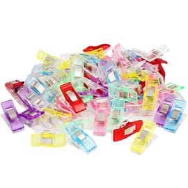 Anpro Set of 60 Clips, 27 x 10 mm, Sewing Accessories, Fabric Clips, 6 Colours for Sewing, Quilting Clips, Crochet