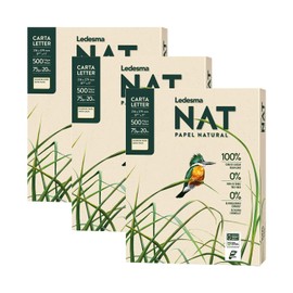 Ledesma NAT, Letter Size (8.5"x11") Natural Sugarcane Pulp Printer Paper, For All Office And Photocopy Printers, Designs, Crafts (3 Reams (1500 Sheets))