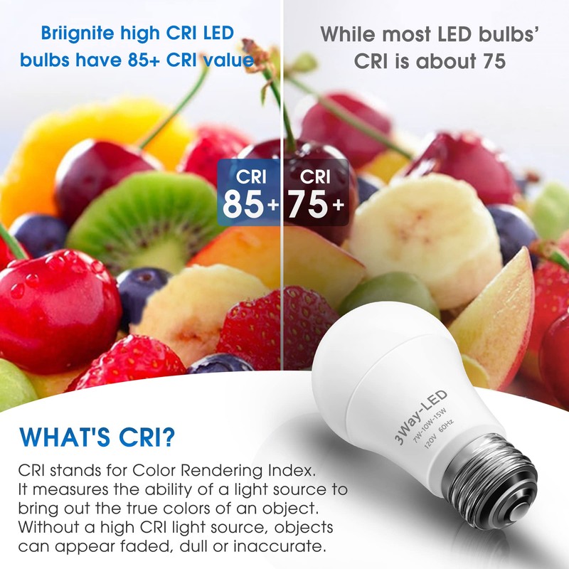 Briignite LED Light Bulbs, 𝟑𝐖𝐚𝐲 𝐋𝐄𝐃 𝐋𝐢𝐠𝐡𝐭 𝐁𝐮𝐥𝐛𝐬 50 100