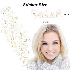 6Pcs Glitter Freckles Face Tattoo - 6.14x1.97 inch Gold Glitters Freckles for Sparkle Makeup - Face Tattoos for Women Christmas Gold Glitter Makeup