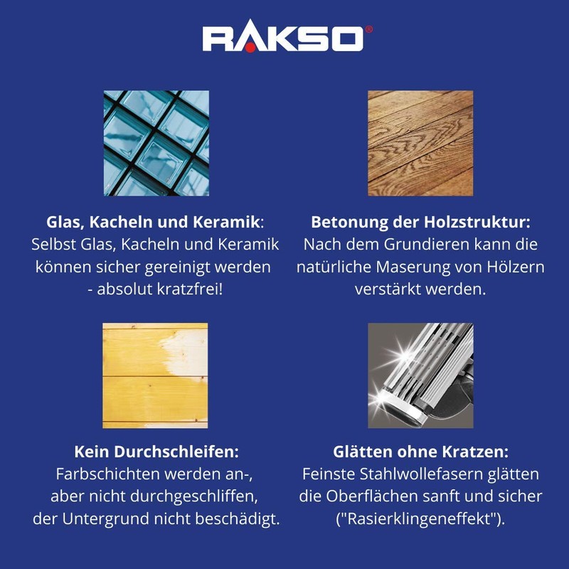 RAKSO Stainless Steel Pads Extra Fine, 2 Pads, Stainless Steel