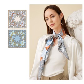 Jeelow 100 Real Mulberry Silk Scarfs 35x35 Or 25x25 Inch Square Shawl Wrap For Women Hair Wrapping, Bohemian, One Size