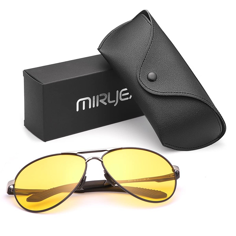 MIRYEA Men's and Women's Polarised Night Driving Glasses with Spring