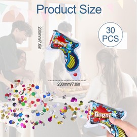 Pack of 30 Confetti Cannon Confetti Gun Crackpeas Table Fireworks Indoor Confetti Bomb Shooter Confetti Handheld Birthday Glitter Paper for Carnival, Wedding, Parties