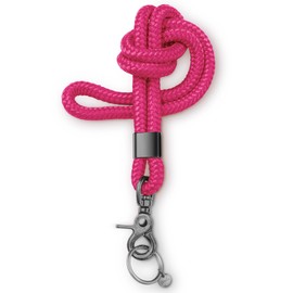 Dinalu, Key Chain, Key Chain with Carabiner with Black Metal, Universal Chain for Key Chain, Key Pendant, Long Neck Lanyard, Shining Pink