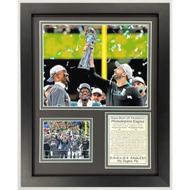 2024 Eagles SB LIX 59 Champions | Collectible Philadelphia Football Memorabilia | Framed Picture and Photo Collage Gifts | (Coach & QB, 12"x15", Framed)