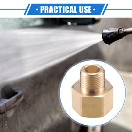 X AUTOHAUX Pressure Washer Connector, M22x1.5 Female to G3/8" Male Adapter Brass Screw Hose Connector Universal for Pressure Washer Quick Connect Brass Copper Tone