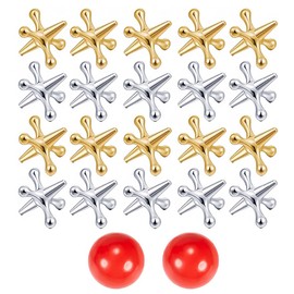 WUSJCOF 2 Sets Retro Metal Jacks and Ball Game, Classic Jack Game, Party Favour Game Prices for Children and Adults (22 Pieces)