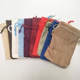 House Life 10pcs 10x14cm(3.9 * 5.5 inch) Colorful Small Burlap Bag Drawstring Gift Bag Jewelry Pouch Coffee Bean Bag Mix Color for Arts Crafts Wedding Favor Candy Bag