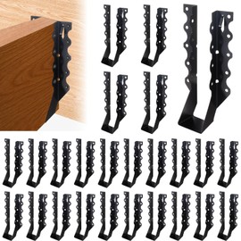 Mixiflor 25 Pcs 2x8 Joist Hangers for Wood, 20 Gauge Face Mount Joist Hanger with Black Powder Coating, Hurricane Tie Brackets for Deck, Floor, Ceiling, Roofs